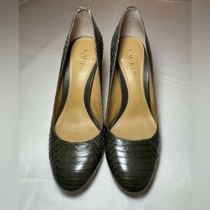 Ralph Lauren Maddie Green Snake Skin Pump - Size 7 B LIKE NEW!